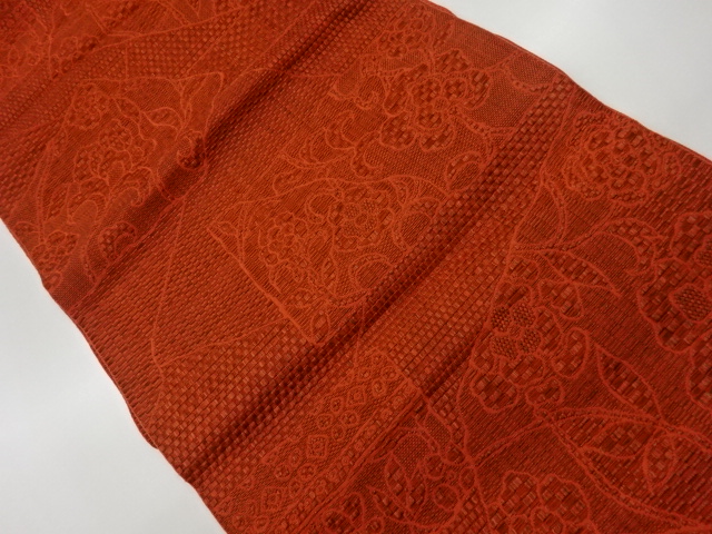 JAPANESE KIMONO / VINTAGE NAGOYA OBI / CHIKUZEN HAKATA / WOVEN FLOWER ARABESQUE